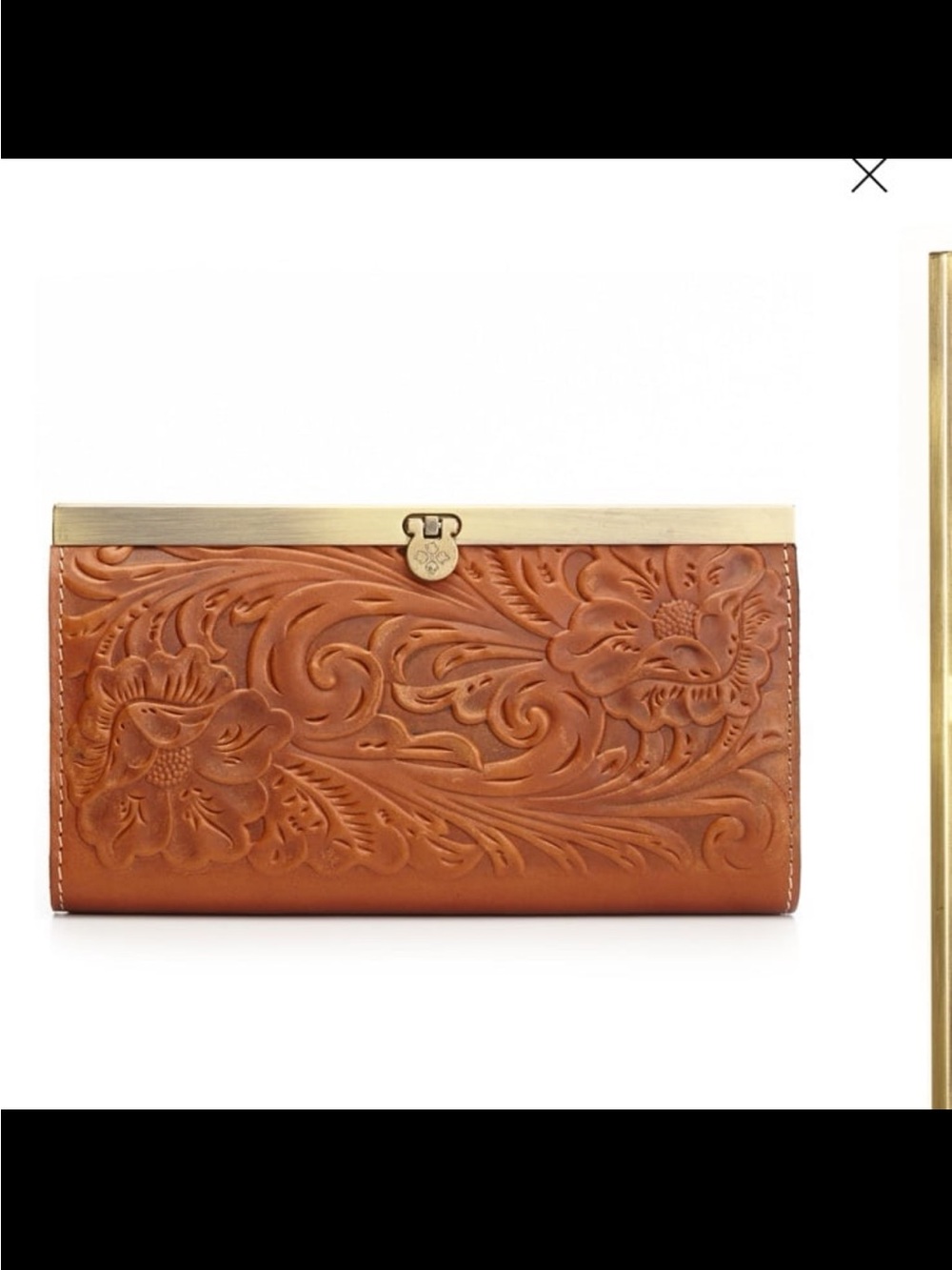 Patricia Nash Cauchy Tooled Floral Leather wallet color Florence gold